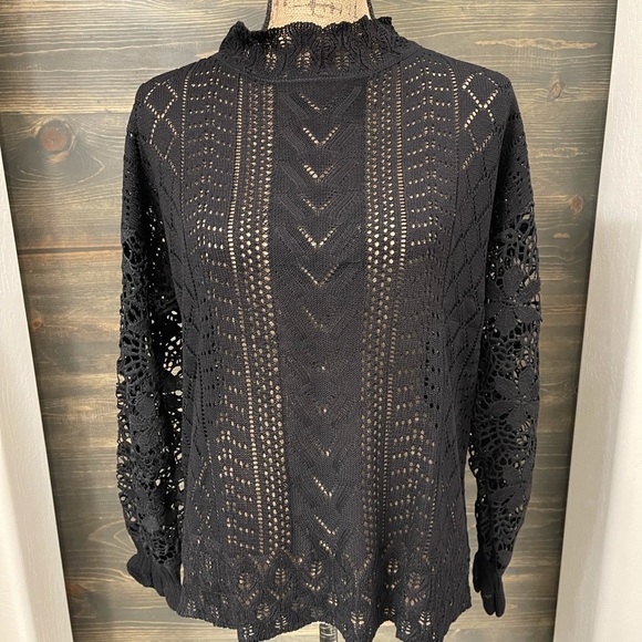 New Women's Boho Crochet Long Sleeve Pullover Light Sweater - Picture 5 of 8